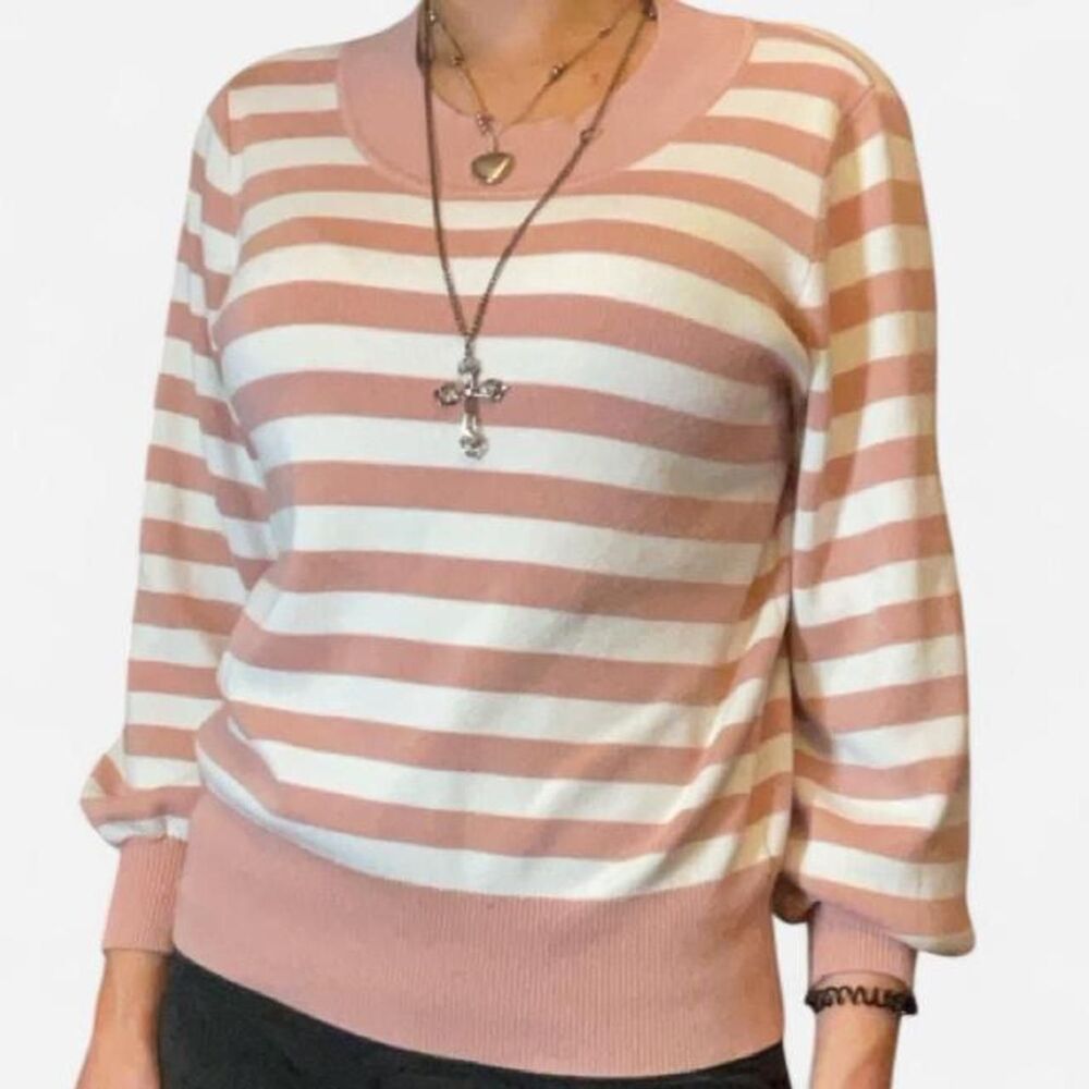 Unbranded Women's Pink and White Jumper